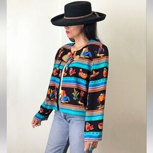 A.C. Sport Aztec Southwestern Cropped Made In USA Beaded Tassel Vintage Jacket